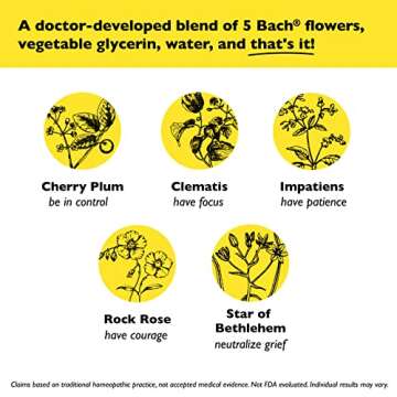 RESCUE Bach Remedy Dropper 10mL, Natural Stress Relief, Homeopathic Flower Essence, Vegan, Gluten & Sugar-Free, Non-Habit Forming (Non-Alcohol Formula)