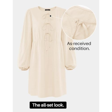 ZESICA Women's Chic Tie-Front Long Sleeve Spring Dress