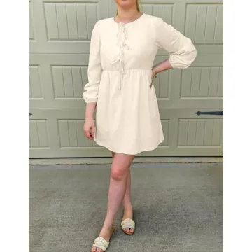 ZESICA Women's Chic Tie-Front Long Sleeve Spring Dress