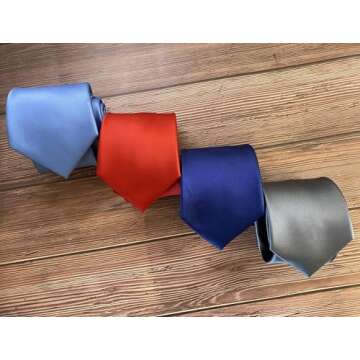 KissTies Mens True Red Satin Necktie for Weddings