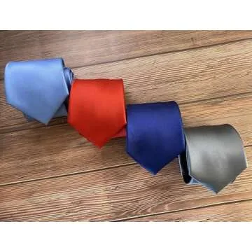 KissTies Mens True Red Satin Necktie for Weddings