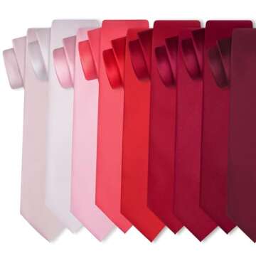 KissTies Mens True Red Satin Necktie for Weddings