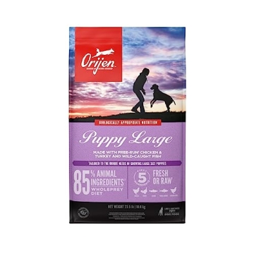 ORIJEN Puppy Large Grain Free Dry Dog Food - Fresh Ingredients for Happy, Healthy Puppies