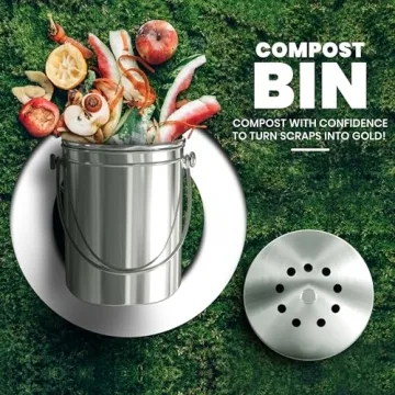 Stainless Steel Kitchen Compost Bin with Charcoal Filter