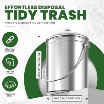 Stainless Steel Kitchen Compost Bin with Charcoal Filter
