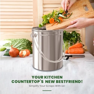 Stainless Steel Kitchen Compost Bin with Charcoal Filter