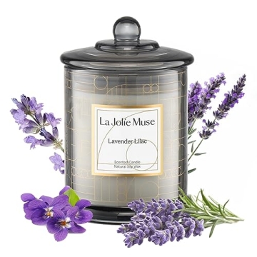 LA Jolie Muse Lavender Candle, Lavender Lilac Scented Candles, Luxury Candles Gift with Gift Box, Re...