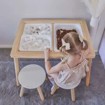 Beright Kids Wooden Table Set for Creative Play and Dining