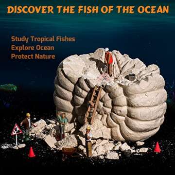 GobiDex Ocean Life Fish Dig Kit, Excavate 12 Simulated Marine Fish Science Kits for Kids Age 6-8-12, STEM Learning & Education Toys, Party Favors Gift for Kids Boys & Girls Age 6+ Year Old