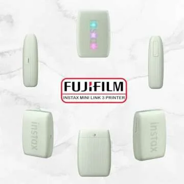 Fujifilm Instax Mini Link 3 Printer Bundle Instax Mini Film (40 Sheets), Instax Mini Link 3 Protective Case (Sage Green)