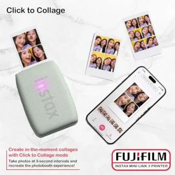 Fujifilm Instax Mini Link 3 Printer Bundle Instax Mini Film (40 Sheets), Instax Mini Link 3 Protective Case (Sage Green)