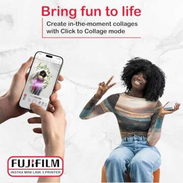 Fujifilm Instax Mini Link 3 Printer Bundle Instax Mini Film (40 Sheets), Instax Mini Link 3 Protective Case (Sage Green)
