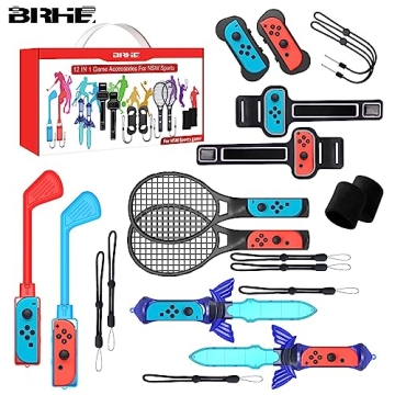 BRHE Nintendo Switch Sports Accessories Bundle - 12 in 1 Kit for Interactive Gaming Fun