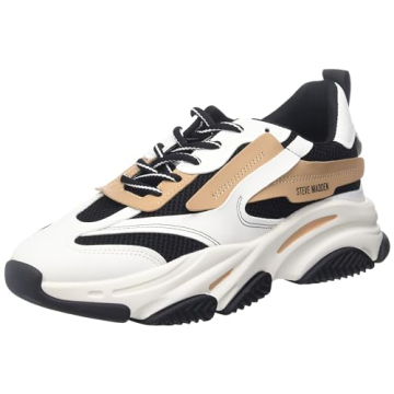 Steve Madden Women's Possession Sneaker: Stylish & Comfortable Black/Tan Dad Shoes