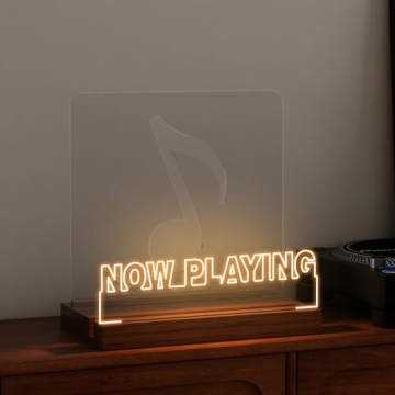 CoolGift Mart Now Playing Vinyl Record Stand - Light Up Record Holder for Albums