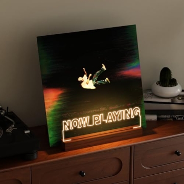 Now Playing Vinyl Record Holder with Warm White Lights