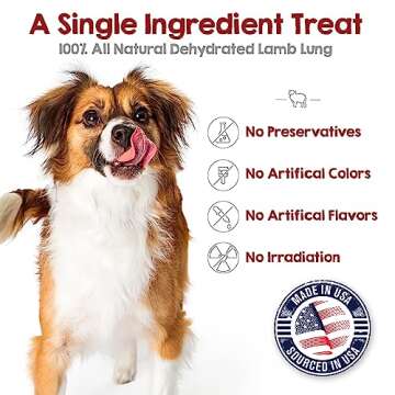 Riley's Premium Dehydrated Lamb Lung Dog Treats - Sourced in USA, Made in USA - Air Dried Crunchy & ...