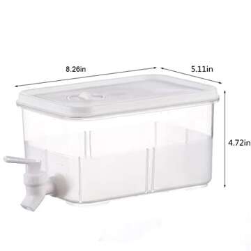 3L Plastic Water Dispenser for Fridge Juice Containers with Lids & Faucet Lemonade Beverage Dispense...
