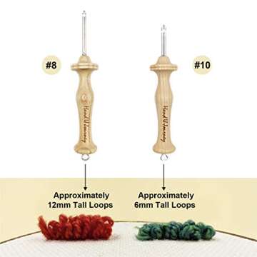 Hand U Journey 8# Fine & 10# Regular Size Beech Wood Handle Punch Needle Rug Hooking Tool Sets-with Oxford Open-Side Design