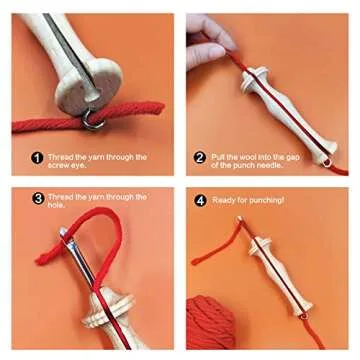 Hand U Journey 8# Fine & 10# Regular Size Beech Wood Handle Punch Needle Rug Hooking Tool Sets-with Oxford Open-Side Design