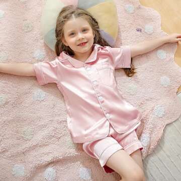 Weixinbuy Pajama Set for Kid Baby Boy Girl Button-up Silk Pajama Sleepwear Nightwear Loungewear Clothes Set Gifts for Kids