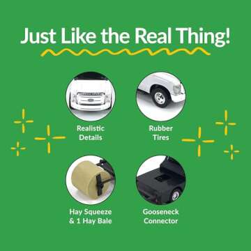 Big Country Toys Realistic Ford® Truck Toy with Hay Squeeze, 1:20 Scale Farm Toys for 3 Year Old Boys