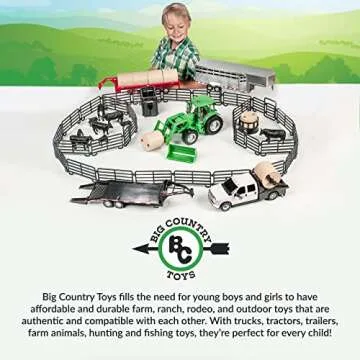 Big Country Toys Realistic Ford® Truck Toy with Hay Squeeze, 1:20 Scale Farm Toys for 3 Year Old Boys