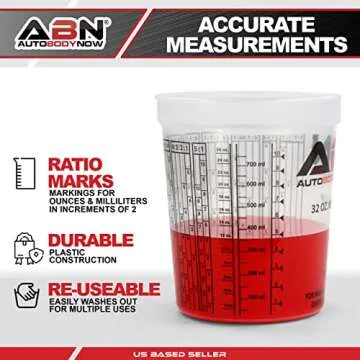 ABN 32oz Plastic Mixing Cups - 12 Pack for Paint & Resin