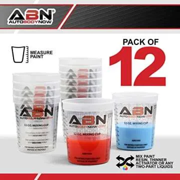 ABN 32oz Plastic Mixing Cups - 12 Pack for Paint & Resin