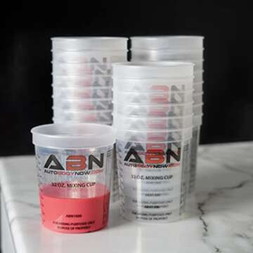 ABN 32oz Plastic Mixing Cups - 12 Pack for Paint & Resin