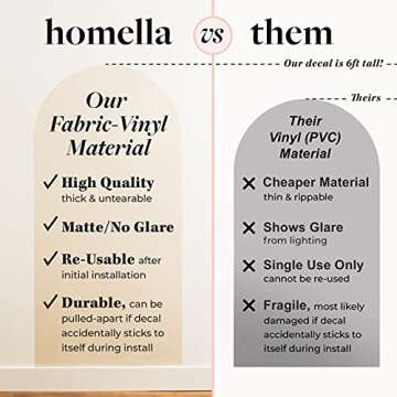 Homella Arch Wall Decal – Taller Boho Decor for Living Room, Bedroom or Nursery Accents –Modern Bohemian Stickers Art Murals to Peel and Stick –Removable Wallpaper (Light Beige/Off-White)