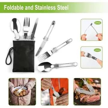 Camping Cooking Set Camping Cookware Outdoor Aluminum Mess Kit with Frying Pan, Pot with Lid, 1.2L Kettle Set and 2 Stainless Steel Plate, 2 Folding Cups and 2 Set Knives Spoons for Backpacking Picnic