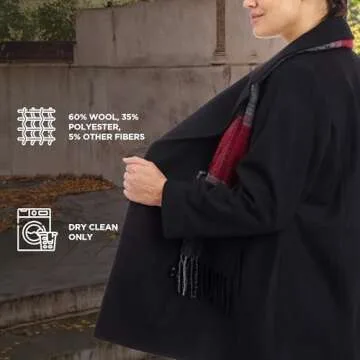 LONDON FOG Women's Plus-Size Double Breasted Peacoat with Scarf, Black, 1X