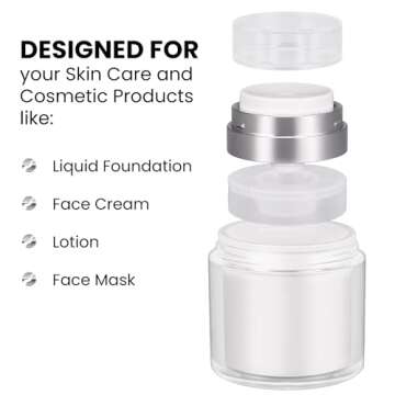 New Empty Airless Cosmetic Container – The Best Refillable Container for Creams, Gels & Lotions - Leak Proof BPA FREE Portable Travel Size Container, TSA Approved - The Best Cream Jar (1.7 oz)