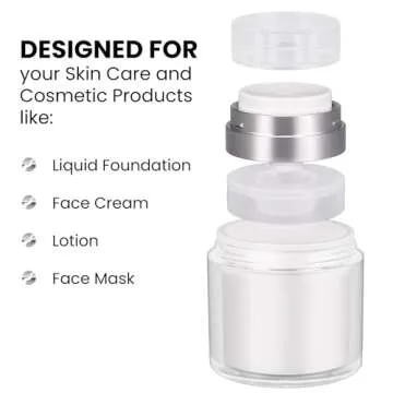 New Empty Airless Cosmetic Container – The Best Refillable Container for Creams, Gels & Lotions - Leak Proof BPA FREE Portable Travel Size Container, TSA Approved - The Best Cream Jar (1.7 oz)