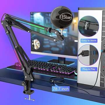 ZealSound RGB Mic Arm Stand for Gaming and Podcasting