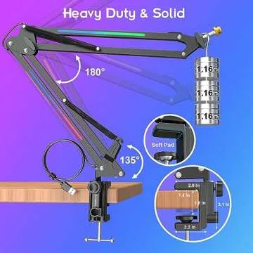 ZealSound RGB Mic Arm Stand for Gaming and Podcasting