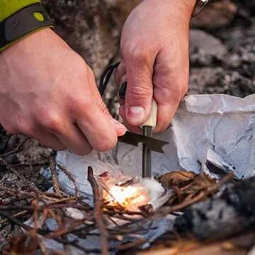 Fire Starter and Steel Ferro Rods Magnesium Fire Starter Sticks Kit Survival Tool Emergency Fire Starter, 3/8" & 1/2" Thick with Wood Handle 5 Cotton Balls Jute Twine for Hiking Camping Survival