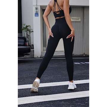 YZMJAFU Women's Seamless Scrunch Yoga Leggings Butt Lifting High Waisted Tummy Control Ruched Booty Workout Tights Pants Black