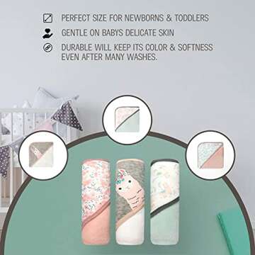 MODERN BABY 3 Pack Hooded Baby Bath Towel Set for Newborns Infants & Toddlers, Boys & Girls Baby Hoo...