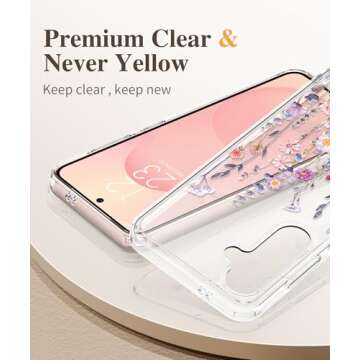 GVIEWIN Compatible with Samsung Galaxy S25 Case, [Screen & Camera Lens Protector] [Non Yellowing] Floral Clear Slim Shockproof Protective Phone Cover, Flower Design for Women, Floratopia/Colorful