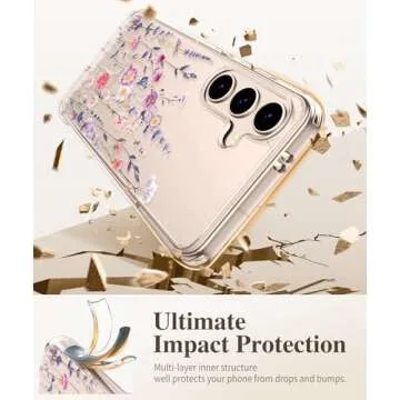 GVIEWIN Compatible with Samsung Galaxy S25 Case, [Screen & Camera Lens Protector] [Non Yellowing] Floral Clear Slim Shockproof Protective Phone Cover, Flower Design for Women, Floratopia/Colorful