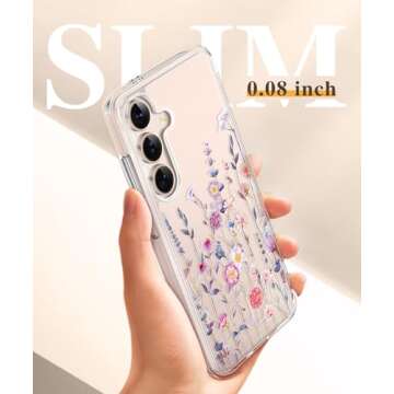 GVIEWIN Compatible with Samsung Galaxy S25 Case, [Screen & Camera Lens Protector] [Non Yellowing] Floral Clear Slim Shockproof Protective Phone Cover, Flower Design for Women, Floratopia/Colorful