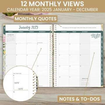 bloom daily planners 2025 Planner HARDCOVER (8.5" x 11") Calendar Year Day Planner (January 2025 - December 2025) - Passion/Goal Organizer - Monthly & Weekly Inspirational Agenda Book - Garden Party, Beige