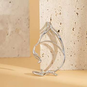 Asphinien Gothic Elves Ear Cuffs 2pcs Non-Pierced Cat Ear Wrap Hollow Cartilage Climber Earrings Punk Hip Hop Clip on Statement Earrings Gift for Women (Silver)