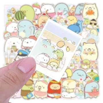 Kawaii Sumikko Sticker 50 Pcs Waterproof, Removable,Lovely,Beautiful,Stylish Teen Stickers, Suitable for Boys and Girls in Water Bottles, laptops, Phones,Guitar, Suitcase Durable Vinyl