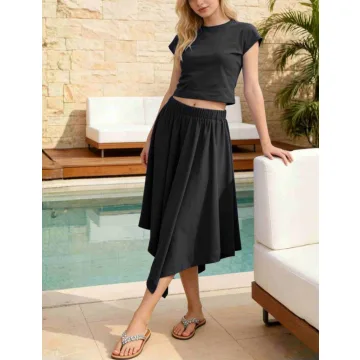 Yeokou Women Crop Top Maxi Skirt Set