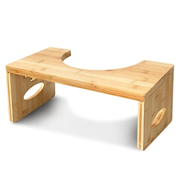 Toilet Stool,7 Inches H Foldable Bamboo Squat Poop Stool for Children Adults Seniors,Easy to Use,Stu...