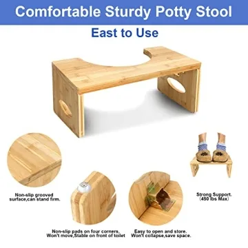 Foldable Bamboo Toilet Stool for All Ages and Sizes