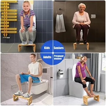 Foldable Bamboo Toilet Stool for All Ages and Sizes